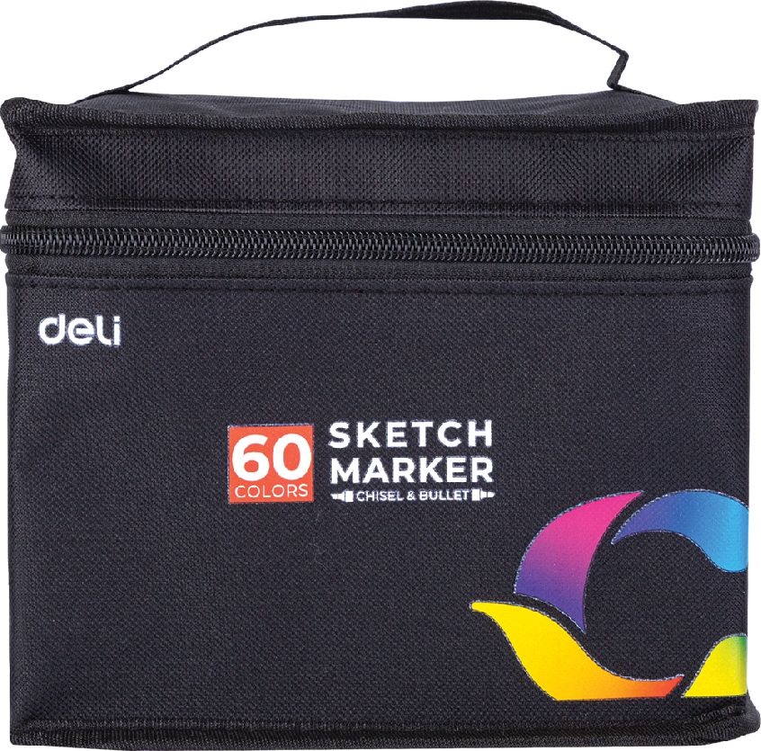 Deli Color Emotion 60 db-os vágott és gömbölyű hegyű permanent marker készlet