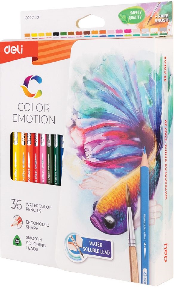 Deli Color Emotion papírdobozos 36 db-os akvarellceruza készlet
