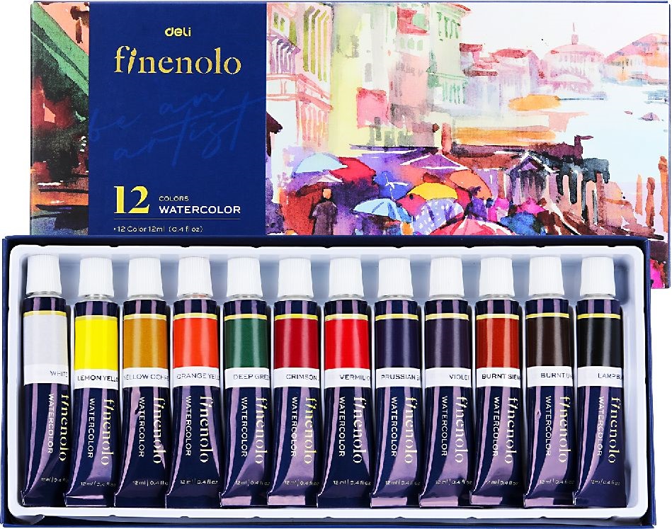 Deli Finenolo 12ml x 12 db-os akvarellfesték készlet
