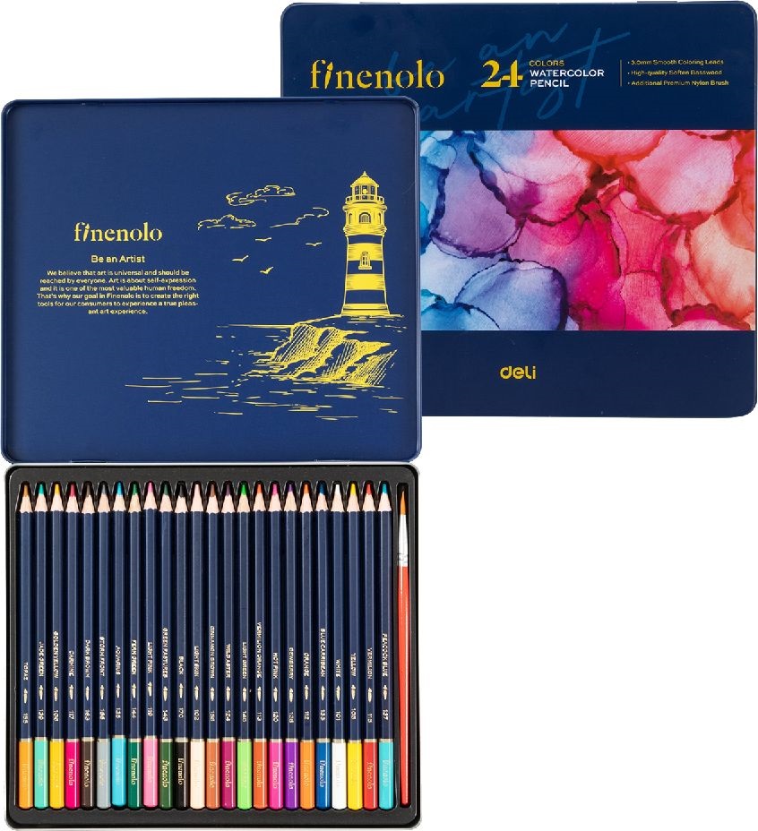Deli Finenolo 24 db-os fémdobozos akvarellceruza készlet