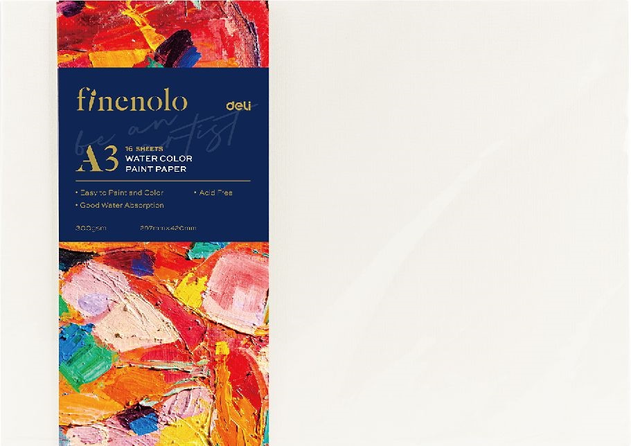 Deli Finenolo A3, 16 íves kivitelű, 300 g/m2 akvarell-papírcsomag