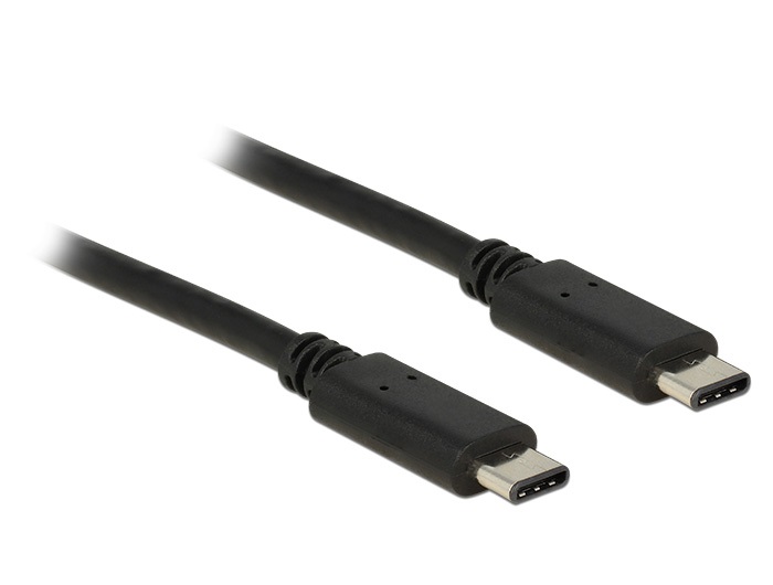 Delock 83672 0,5m USB Type-C 2.0 apa - USB Type-C 2.0 apa fekete kábel