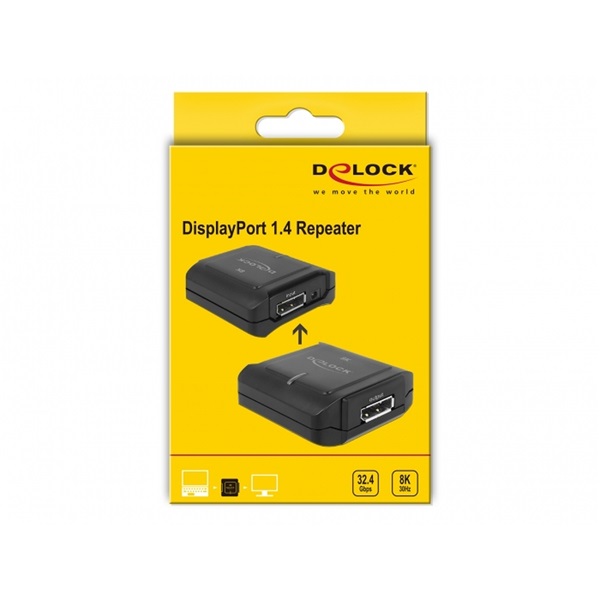 Delock 11474 DisplayPort 1.4 ismétlő 8K 30 Hz