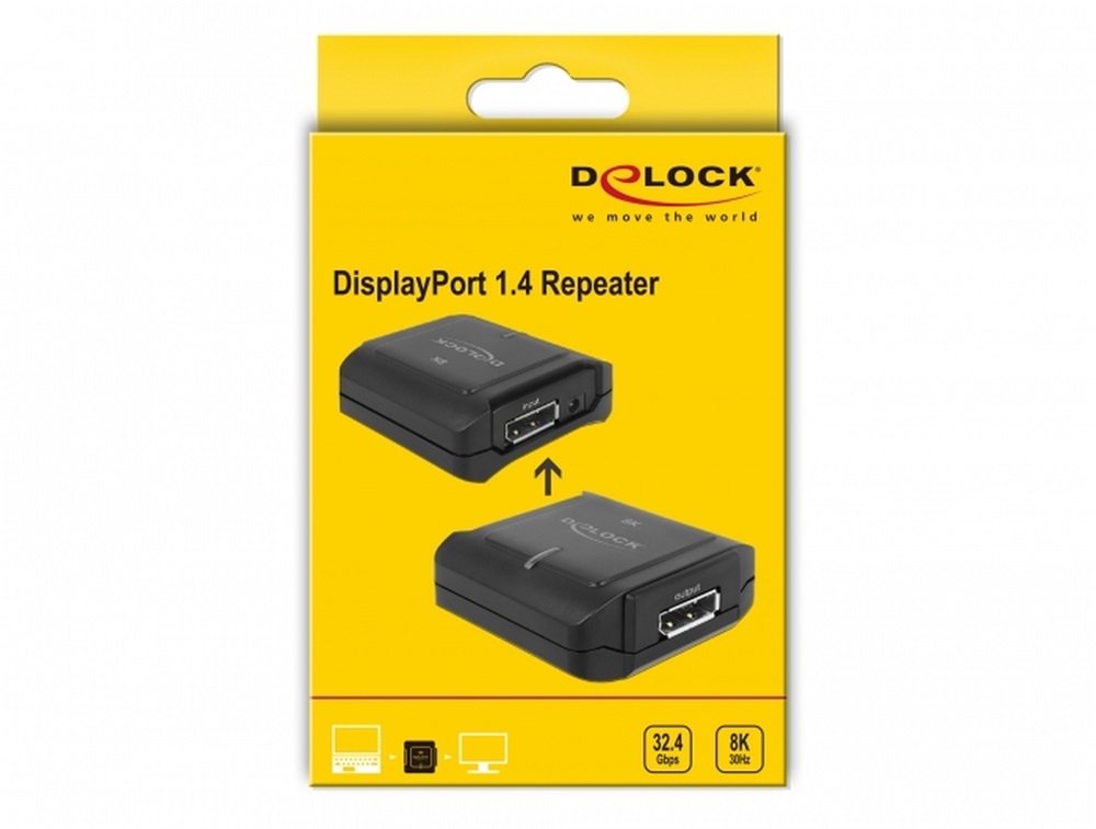 Delock 11474 DisplayPort 1.4 ismétlő 8K 30 Hz