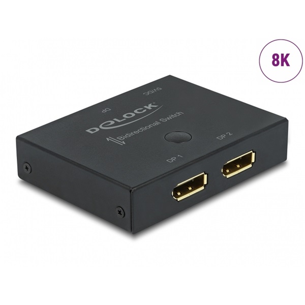 Delock 11478 DisplayPort 2 - 1 kapcsoló kétirányú 8K 30 Hz