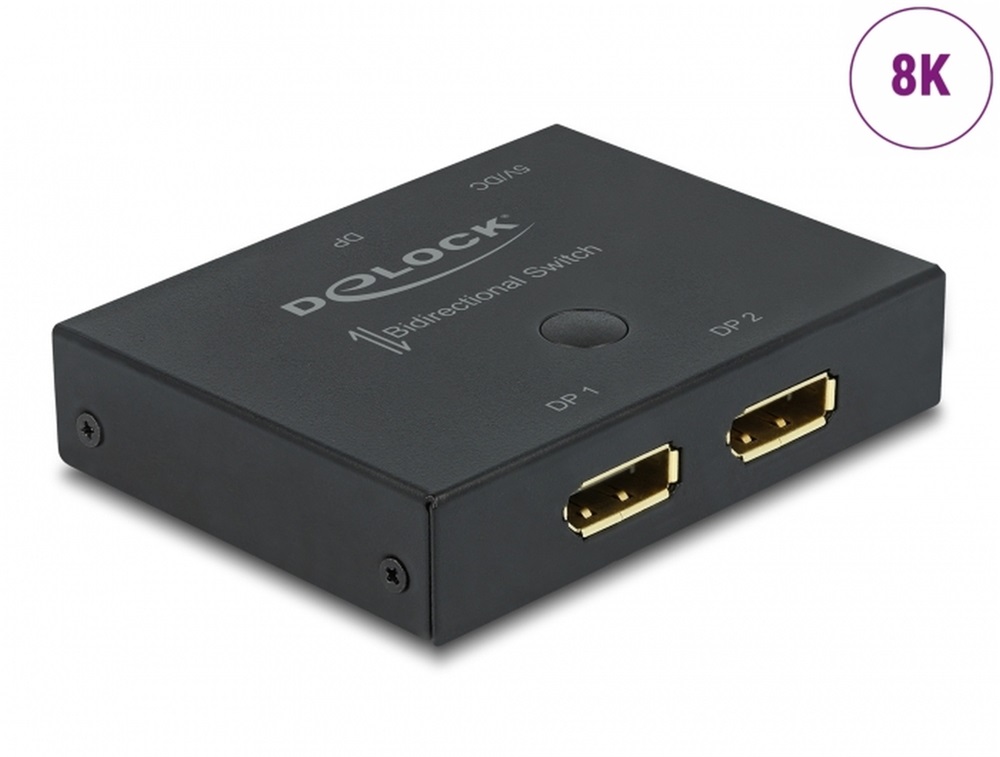 Delock 11478 DisplayPort 2 - 1 kapcsoló kétirányú 8K 30 Hz