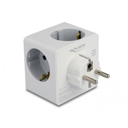 Delock 11496 3-oldalú multi-csatlakozó kocka gyerekzárral és USB töltőfelülettel, fehér