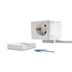 Delock 11497 3 nyílásos csatlakozó kocka hosszabbító gyerekzárral és USB töltővel, valamint 1,5 m fehér