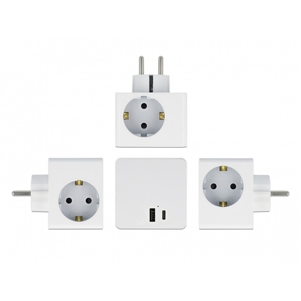 Delock 11501 PD 3.0 20 W 3xAC/USB/Type-C fehér elosztó