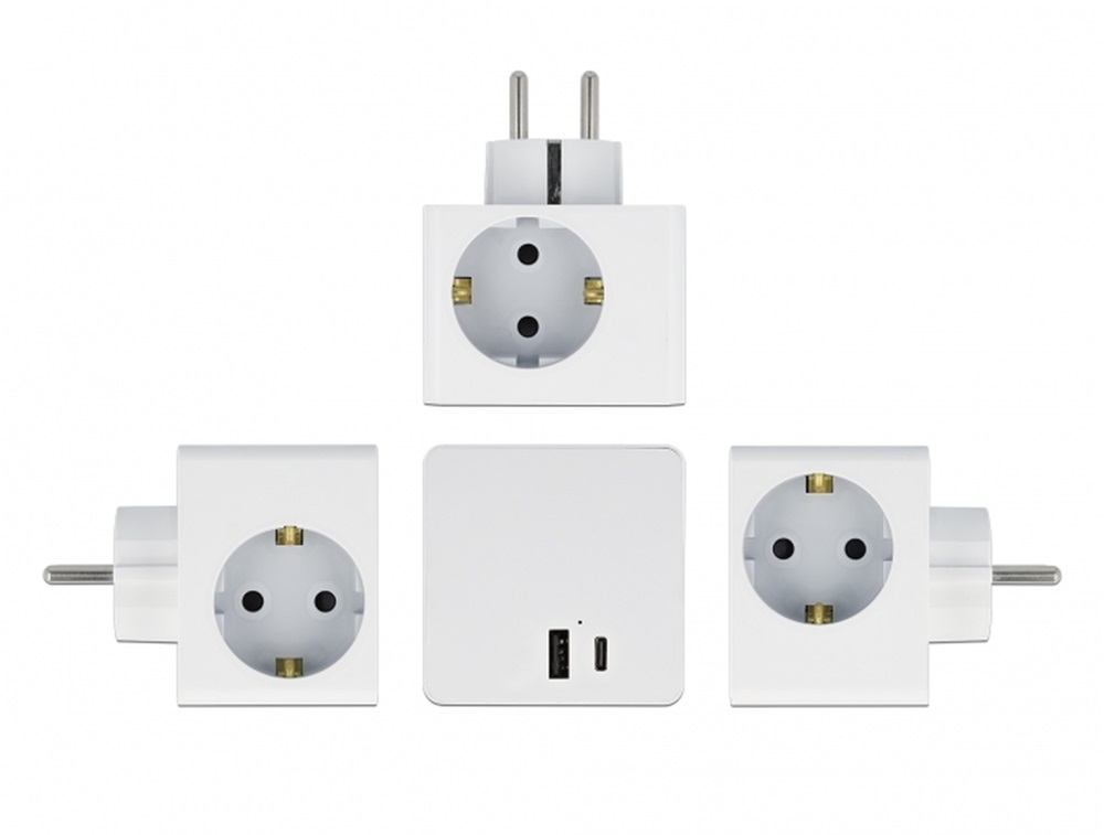 Delock 11501 PD 3.0 20 W 3xAC/USB/Type-C fehér elosztó