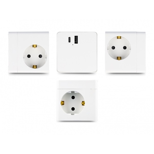Delock 11502 PD 3.0 20 W 3xAC/USB/Type-C fehér elosztó