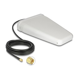 Delock 12001 LTE-antenna, SMA-csatlakozódugó, 7 - 9 dBi kétirányú, csatlakozókábellel (RG-58, 5 m), fehér,