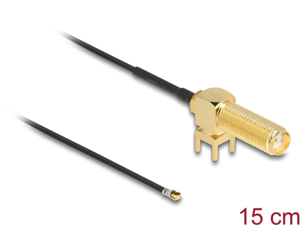 Delock 12031 15cm SMA 90 PCB anya válaszfali csatlakozóval apa I-PEX Inc., MHF 4L-dugó 1.13 antenna kábel