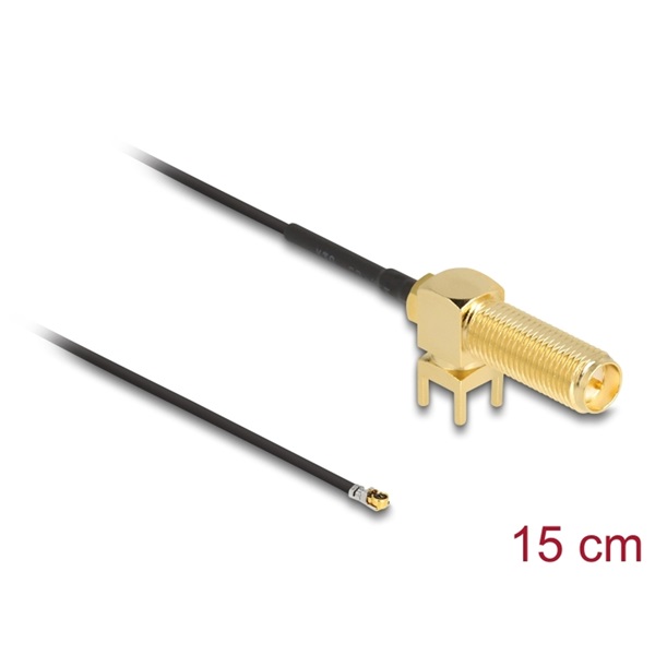 Delock 12032 15cm RP-SMA 90 PCB anya válaszfali csatlakozóval apa I-PEX Inc., MHF 4L-dugó 1.13 antenna kábel