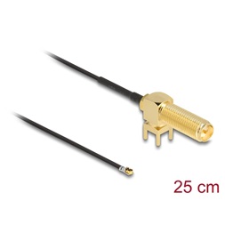 Delock 12033 25cm RP-SMA 90 PCB anya válaszfali csatlakozóval apa I-PEX Inc., MHF 4L-dugó 1.13 antenna kábel