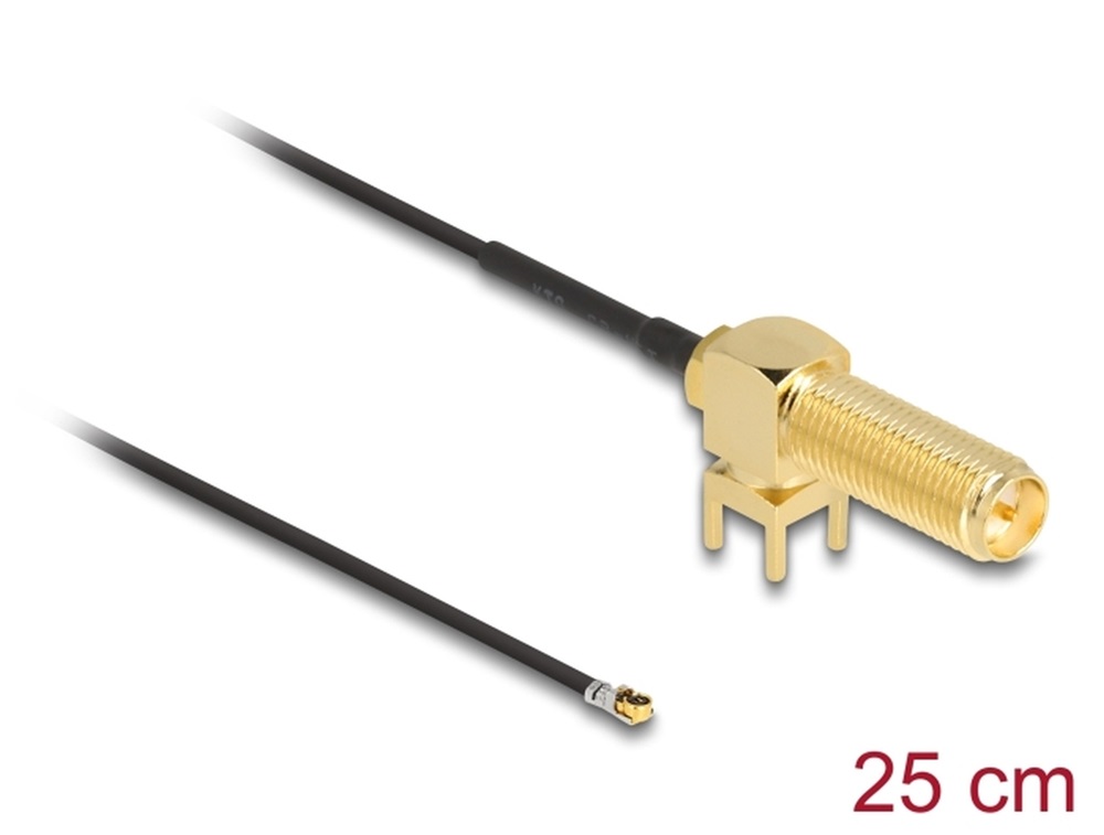 Delock 12033 25cm RP-SMA 90 PCB anya válaszfali csatlakozóval apa I-PEX Inc., MHF 4L-dugó 1.13 antenna kábel