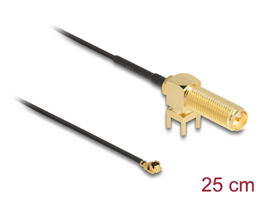 Delock 12036 25cm RP-SMA 90 PCB anya válaszfali csatlakozóval apa I-PEX Inc., MHF I-dugó 1.13 antenna kábel