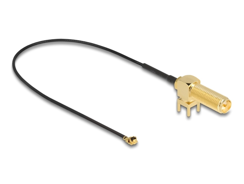 Delock 12036 25cm RP-SMA 90 PCB anya válaszfali csatlakozóval apa I-PEX Inc., MHF I-dugó 1.13 antenna kábel