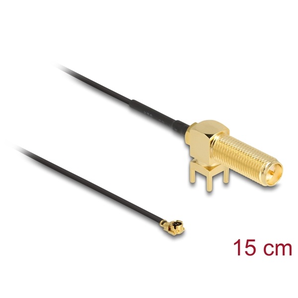 Delock 12039 15cm RP-SMA 90 PCB anya válaszfali csatlakozóval apa I-PEX Inc., MHF I-dugó 1.13 antenna kábel