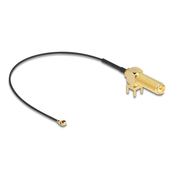 Delock 12039 15cm RP-SMA 90 PCB anya válaszfali csatlakozóval apa I-PEX Inc., MHF I-dugó 1.13 antenna kábel