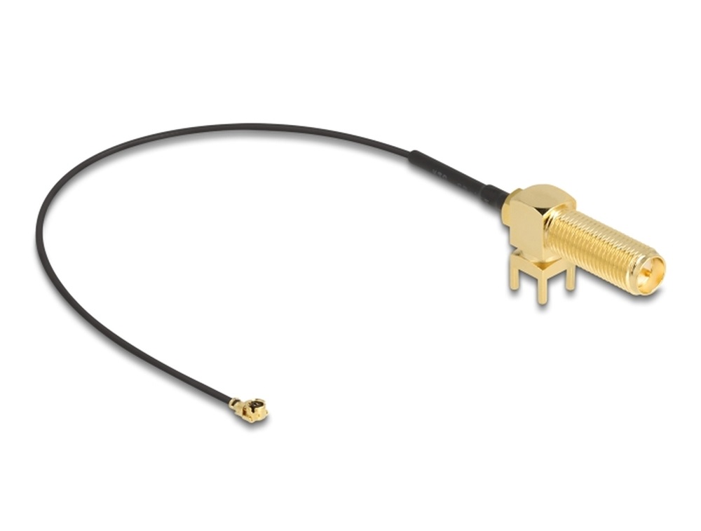 Delock 12039 15cm RP-SMA 90 PCB anya válaszfali csatlakozóval apa I-PEX Inc., MHF I-dugó 1.13 antenna kábel