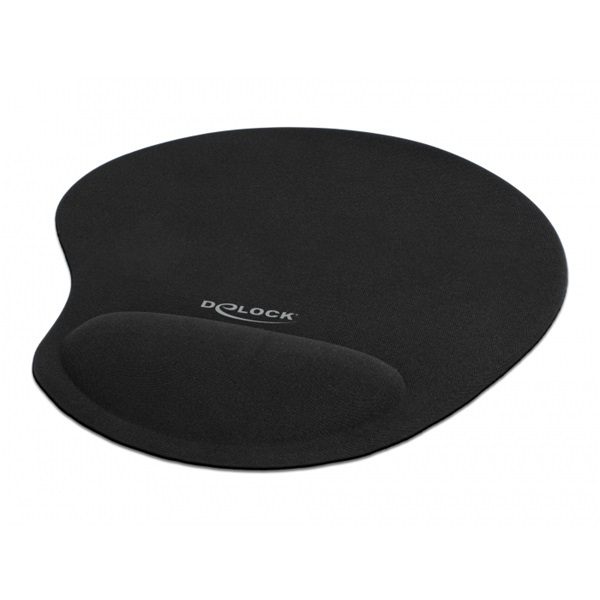 Delock 12040 Ergonómikus egérpad géles csuklótámasszal fekete 230 x 202 x 24 mm