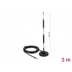Delock 12425 LTE antenna SMA-dugó 5 dBi irányítatlan, rögzített, mágneses talppal és csatlakozókábellel (R