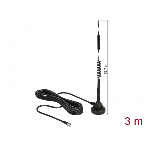 Delock 12427 LTE antenna SMA-dugó 5 dBi irányítatlan, rögzített, mágneses talppal és csatlakozókábellel (R
