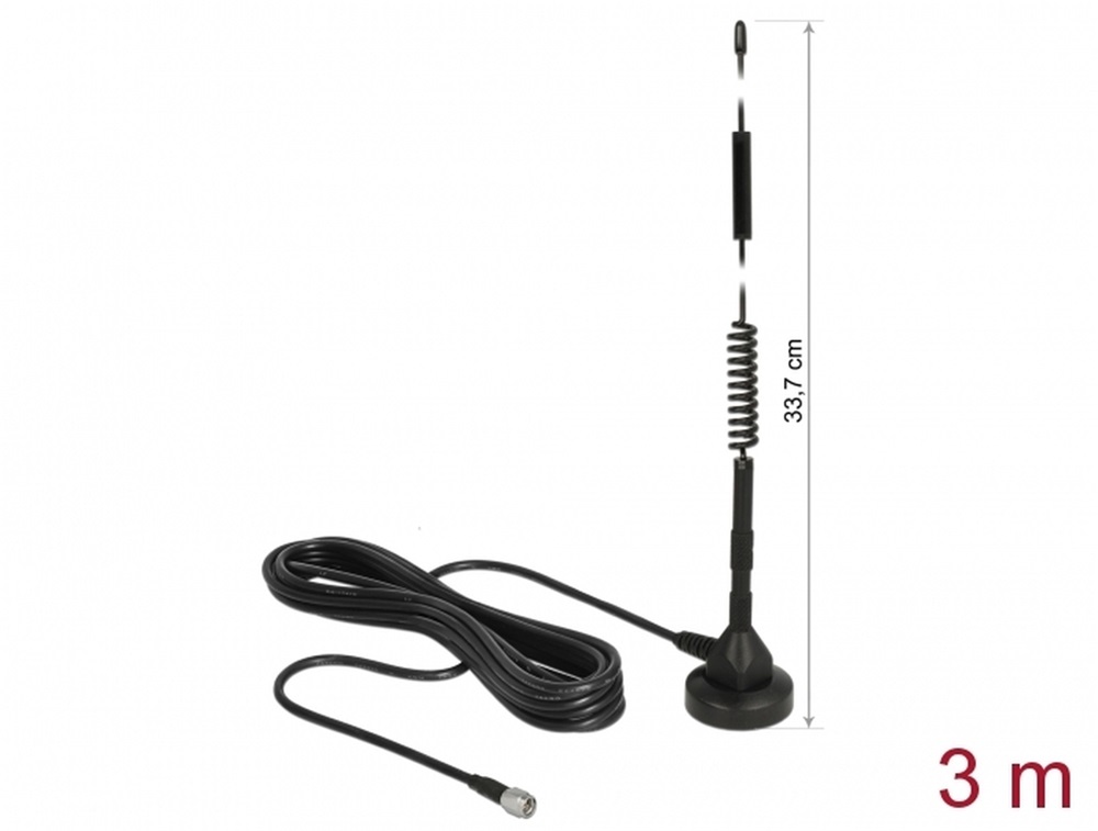 Delock 12427 LTE antenna SMA-dugó 5 dBi irányítatlan, rögzített, mágneses talppal és csatlakozókábellel (R