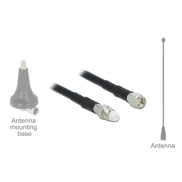 Delock 12449 Antenna Kábel FME Jack > SMA Plug RG-58 5 m
