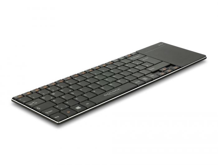 Delock 12454 NÉMET Vezeték nélküli billentyuzet okostévéhez és Windows PC-hez 6 mm-es sík érintopaddal
