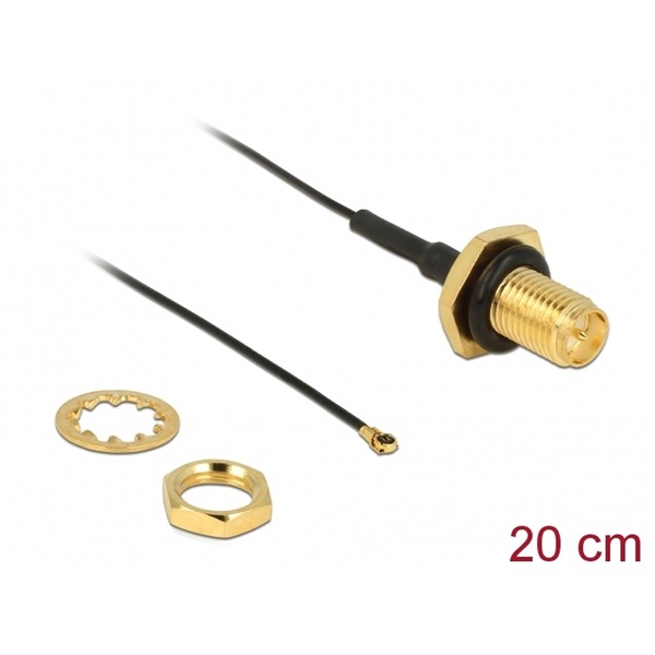 Delock 12460 RP-SMA Jack Bulkhead antenna kábel > MHF IV / HSC MXHP32 kompatibilis dugó 200 mm