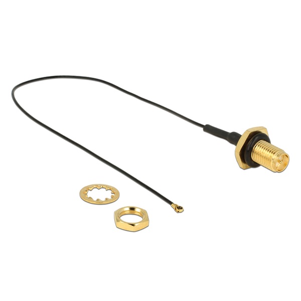 Delock 12460 RP-SMA Jack Bulkhead antenna kábel > MHF IV / HSC MXHP32 kompatibilis dugó 200 mm