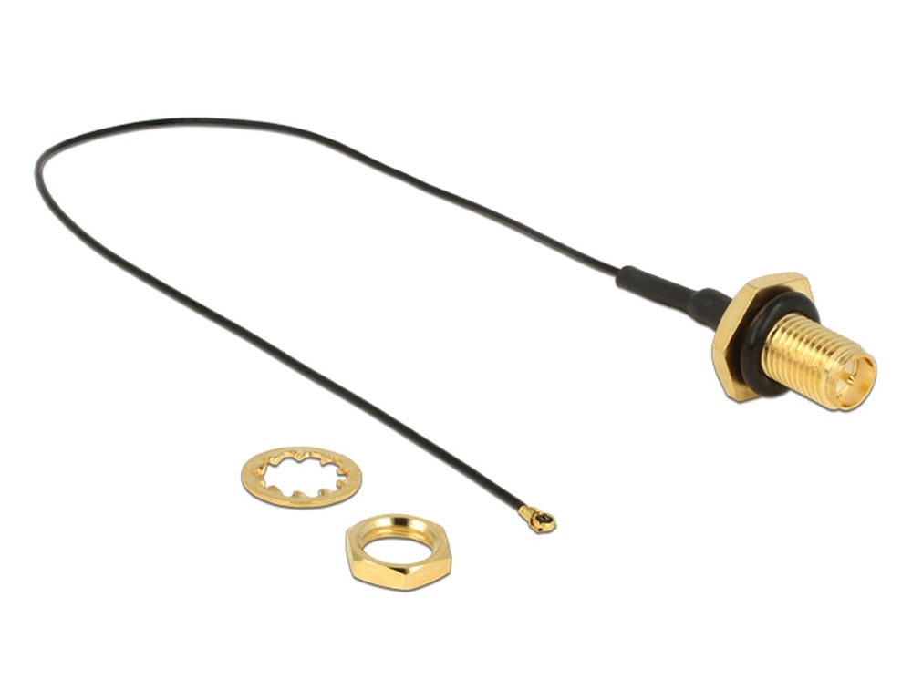Delock 12460 RP-SMA Jack Bulkhead antenna kábel > MHF IV / HSC MXHP32 kompatibilis dugó 200 mm