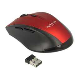 Delock 12493 Ergonomikus kialakítású, optikai, ötgombos egér, 2,4 GHz-es, vezeték nélküli