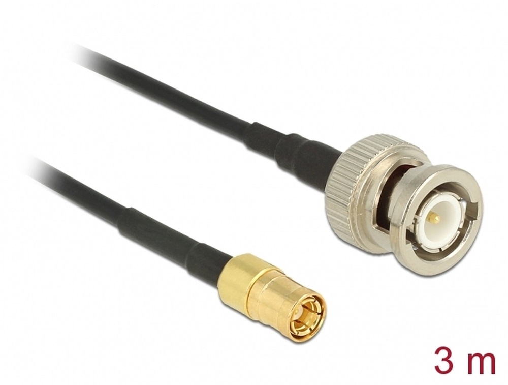 Delock 12498 Antenna Kábel BNC Plug > SMB Plug RG-174 3 m