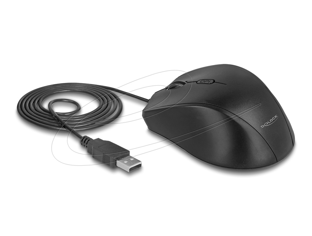 Delock 12548 Ergonomikus tervezésu, öt gombos, USB-s optikai egér - balkezeseknek