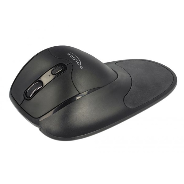 Delock 12552 Ergonomikus, 5 gombos, 2,4 GHz-os, vezetéknélküli optikai egér csukló támasszal - balkezes