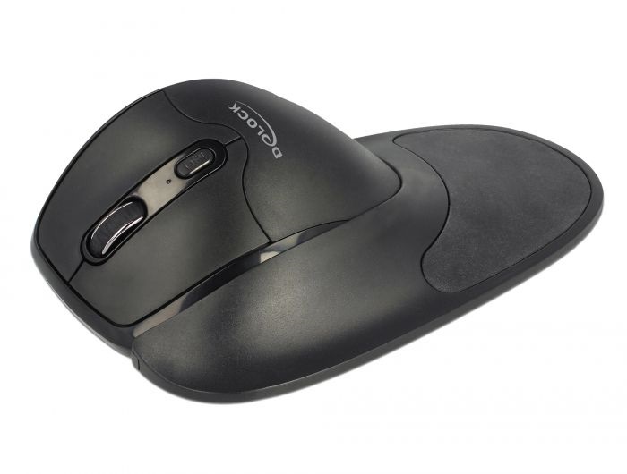 Delock 12552 Ergonomikus, 5 gombos, 2,4 GHz-os, vezetéknélküli optikai egér csukló támasszal - balkezes