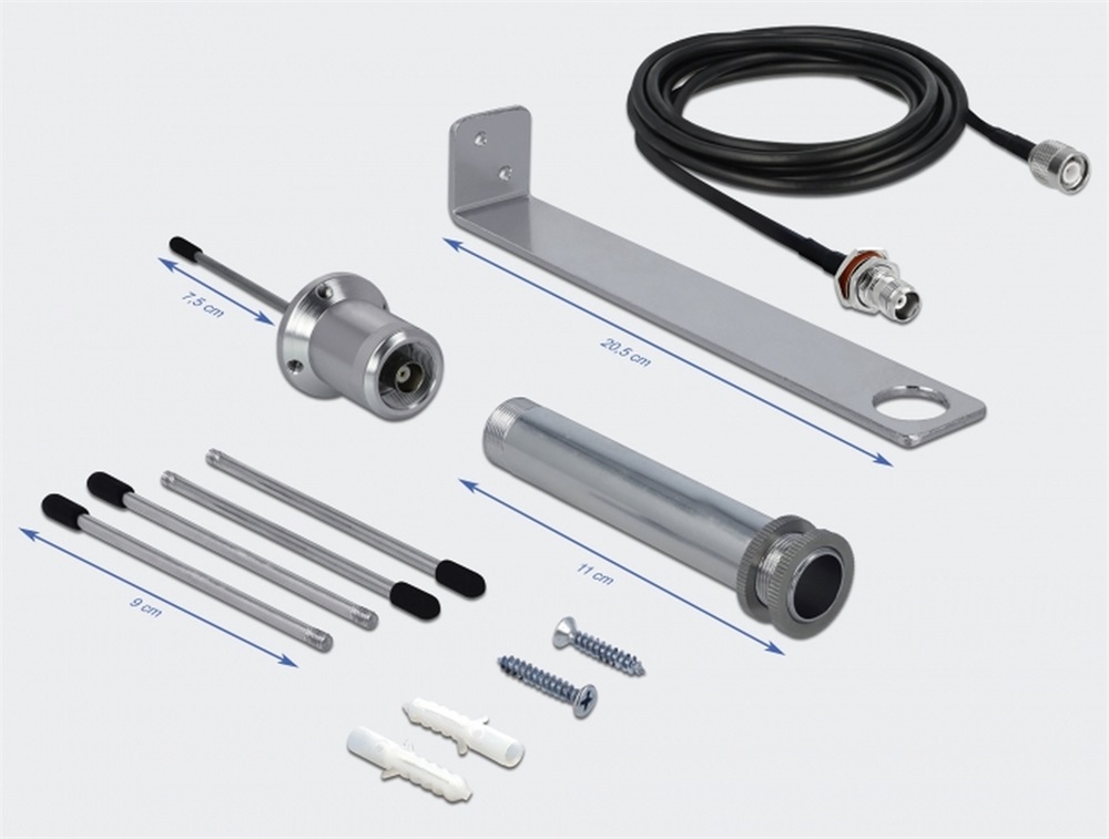 Delock 12564 LPWAN 868 MHz Antenna TNC-hüvely 3 dBi mindenirányban rögzíthető, csatlakozó kábellel RG-58 C