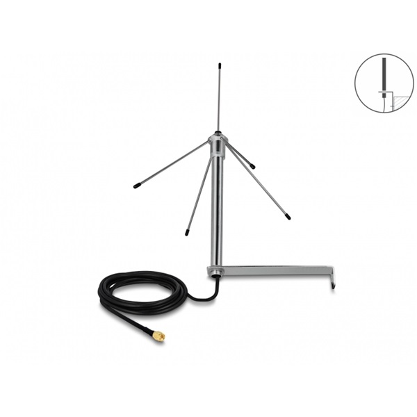 Delock 12565 433 MHz Antenna SMA-dugó 3 dBi mindenirányban rögzítheto, csatlakozó kábellel (RG-58, 3 m), f