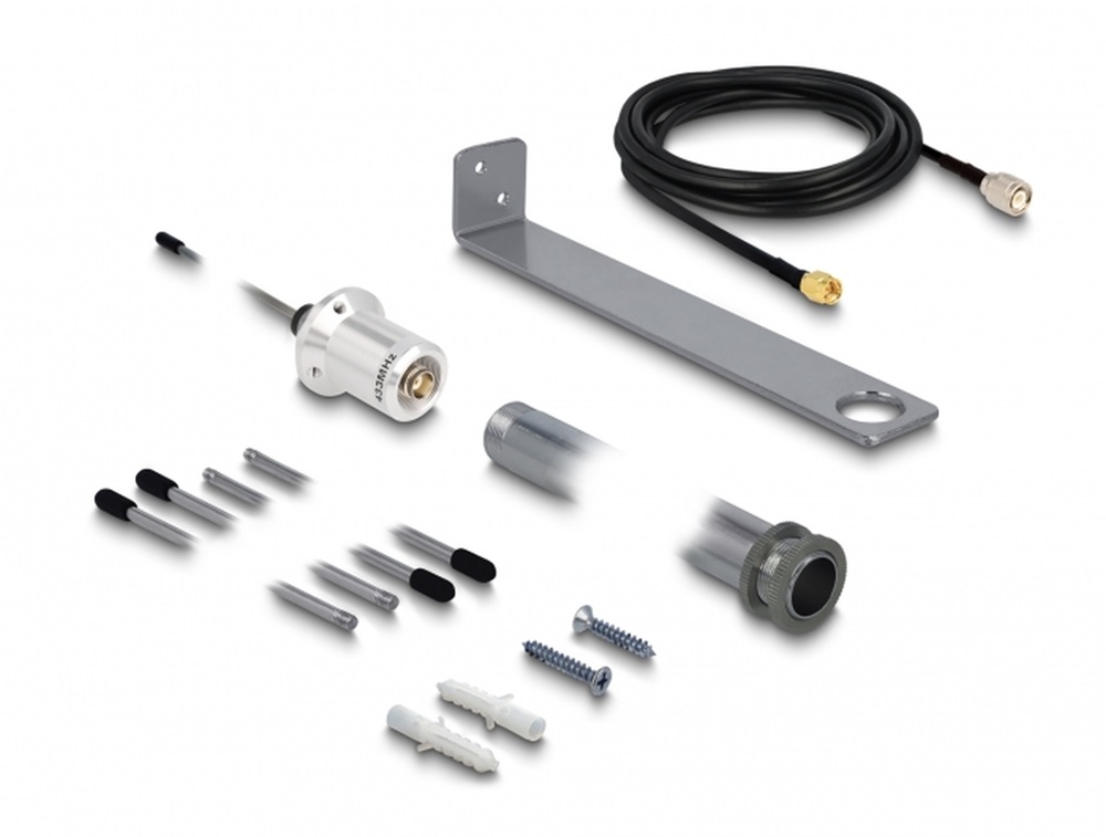 Delock 12565 433 MHz Antenna SMA-dugó 3 dBi mindenirányban rögzítheto, csatlakozó kábellel (RG-58, 3 m), f