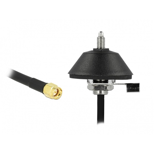 Delock 12589 Antenna talapzat M6 csatlakozó kábellel RG-58 C/U 3 m SMA dugóval fekete