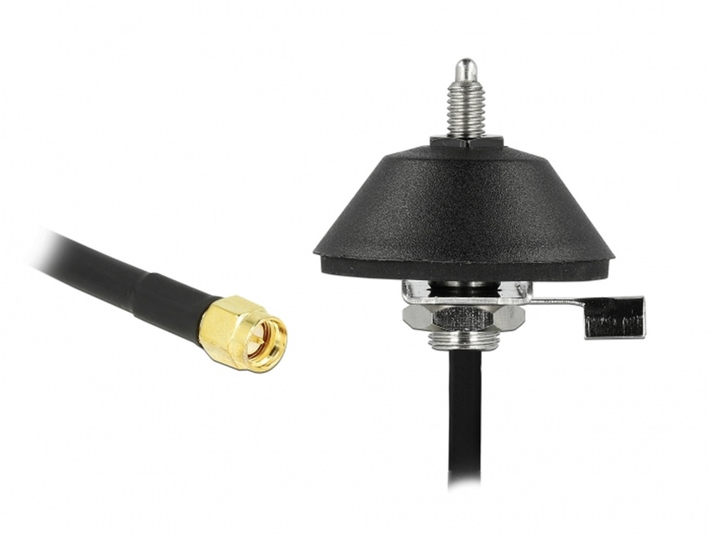 Delock 12589 Antenna talapzat M6 csatlakozó kábellel RG-58 C/U 3 m SMA dugóval fekete