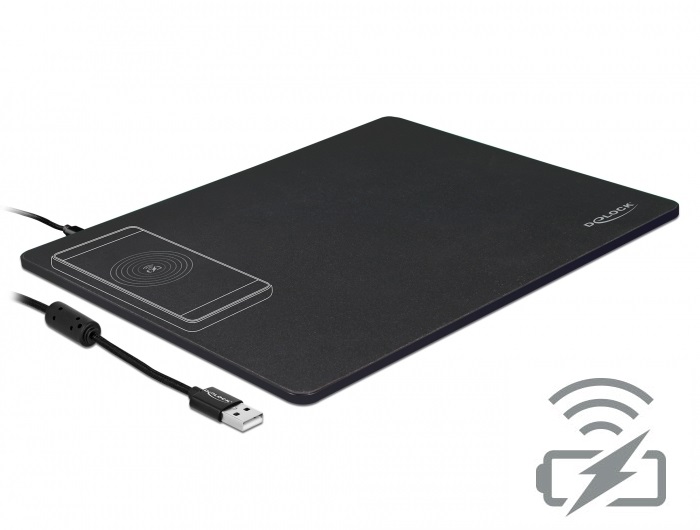 Delock 12595 USB vezeték nélküli töltő funkcióval egérpad