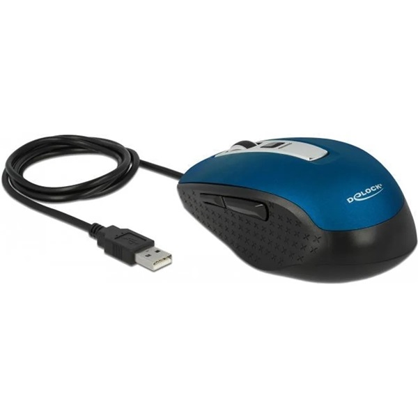 Delock 12621 5-gombos, kék színű optikai egér A-típusú USB csatlakozással