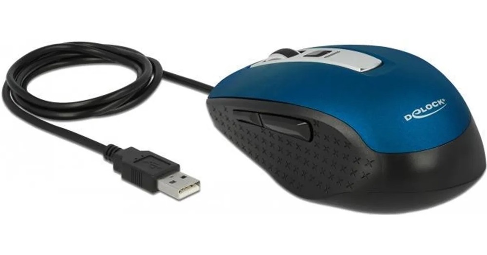 Delock 12621 5-gombos, kék színű optikai egér A-típusú USB csatlakozással