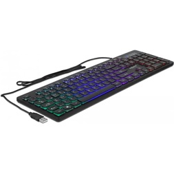 Delock 12625 NÉMET USB csatlakozós, 1,5 m hosszú vezetékes klaviatúra RGB megvilágítással