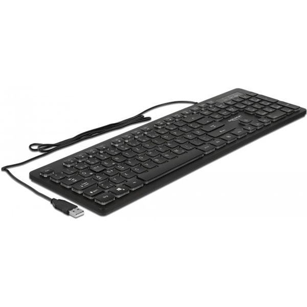Delock 12625 NÉMET USB csatlakozós, 1,5 m hosszú vezetékes klaviatúra RGB megvilágítással