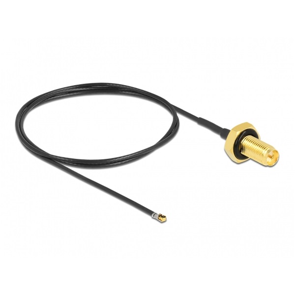 Delock 12661 Antenna kábel RP-SMA anya válaszfali csatlakozóval apa MHF 4L LK-dugó 1.37 50 cm menethossz